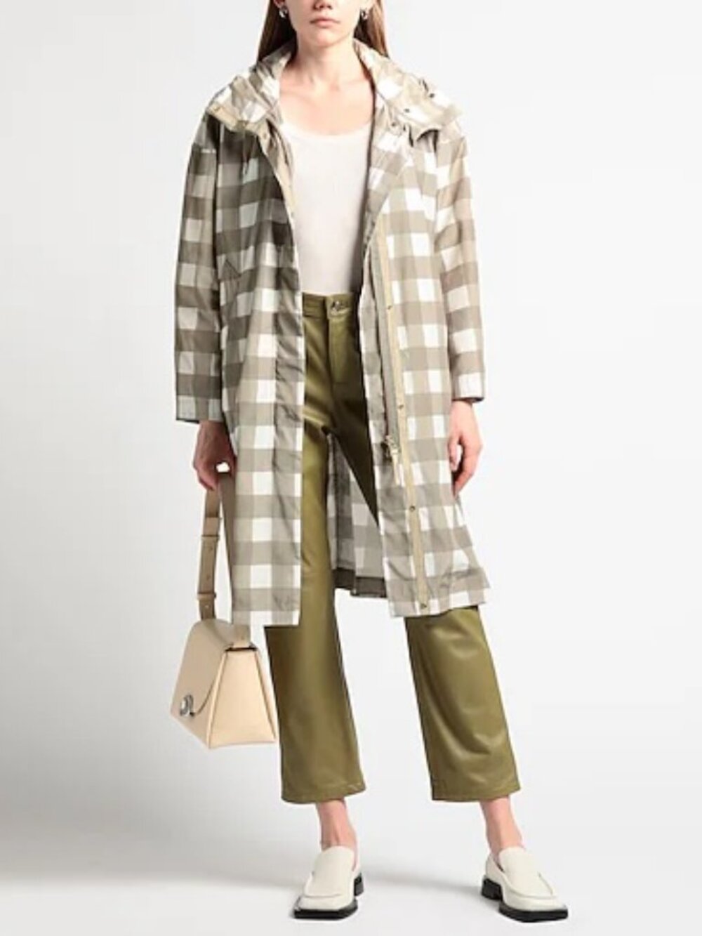 WOOLRICH checkered rain trench coat